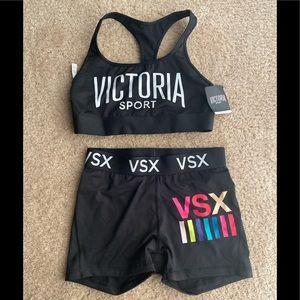 Black Sports Bra and Shorts Set